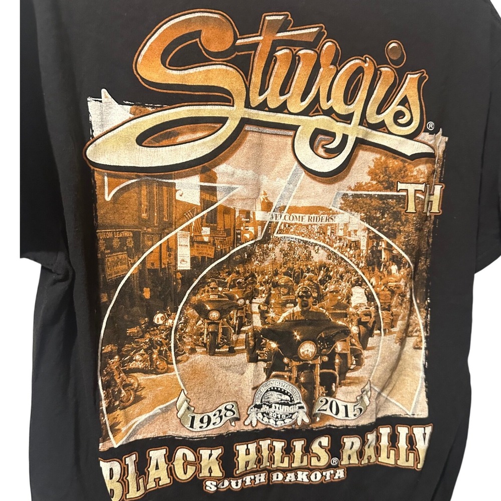 Sturgis 75th Anniversary 2015 Black Hills Rally T-Shirt Delta Pro Weight Mens L
